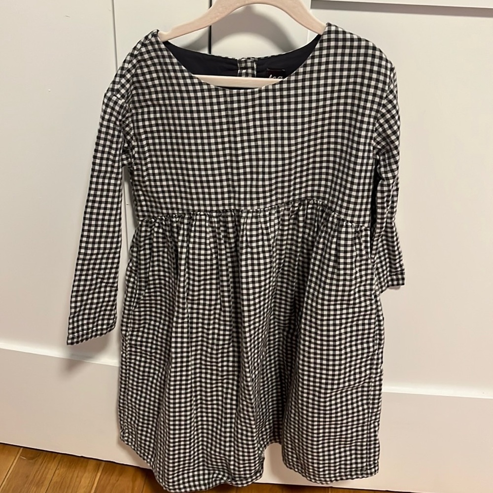 TEA COLLECTION check curved yoke dress size 7